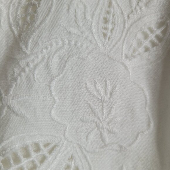 Tecovas Linen Eyelet Midi Dress in Creamy White - Picture 8 of 15